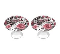 NWTRJ Confezione da 2 pomelli rotondi per cassetti in stile moderno, con motivo leopardato e rosa, per casa, ufficio, cucina