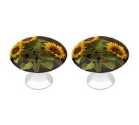 NWTRJ Confezione da 2 pomelli rotondi per cassetti in stile moderno, con pianta di girasole, per casa, ufficio, cucina