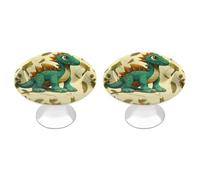NWTRJ Confezione da 2 pomelli rotondi per cassetti in stile moderno, con simpatici dinosauri in stile cartone animato, per casa, ufficio, cucina