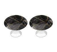 NWTRJ Confezione da 2 pomelli rotondi per cassetti in stile moderno, con texture in marmo nero, per casa, ufficio, cucina
