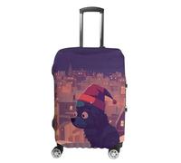 NWTRJ Copertura elastica lavabile per valigie con cane in stile cartone animato che indossa cappello di Babbo Natale, antipolvere, antigraffio, adatta per bagagli da 48 a 81 cm, M