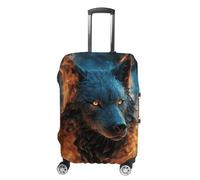NWTRJ Copertura per bagagli da viaggio con testa di lupo in fiamme blu, elastica, lavabile, antipolvere, antigraffio, adatta per bagagli da 48 a 81 cm, Stile:, S