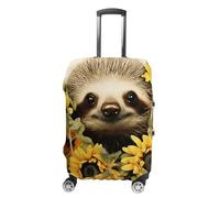 NWTRJ Copertura per bagagli da viaggio elastica e lavabile, antipolvere, antigraffio, adatta per bagagli da 48 a 81 cm, motivo: bradipo e girasole, Stile:, M