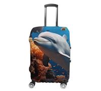 NWTRJ Delfino su corallo copertura per bagagli da viaggio elastica lavabile copertura per valigia antipolvere antigraffio protezione per valigie adatta per bagagli da 48 a 81 cm, Stile:, S