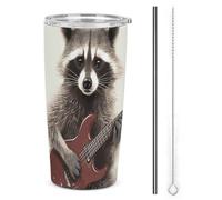 NWTRJ Divertente bicchiere da 590 ml, in acciaio inox, isolato, con coperchio e cannuccia, tazza da viaggio per caffè, tè, bevande