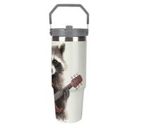 NWTRJ Divertente bicchiere da 880 ml con manico superiore, in acciaio inox, isolato sottovuoto, tazza da caffè con coperchio e cannuccia, bottiglia d'acqua a tenuta stagna per donne e uomini