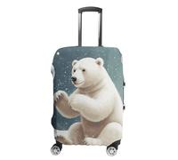 NWTRJ Divertente copertura per bagagli da viaggio con orso polare che gioca a palla di neve, elastica, lavabile, antipolvere, antigraffio, adatta per bagagli da 48 a 81 cm, L