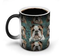 NWTRJ Divertente tazza da caffè con bulldog inglese, 325 ml, divertente tazza in ceramica sensibile al calore, tazza da caffè che cambia colore, tazza da tè per casa, ufficio, viaggi