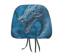 NWTRJ Dragon Cool Blue - Copripoggiatesta per auto, morbido, traspirante, universale, adatto per auto, camion, SUV, furgoni, accessori interni auto, confezione da 2