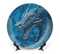 NWTRJ Dragon Cool Blue Piatti decorativi in ceramica da 15,2 cm, piatti decorativi in porcellana Bone China con espositore, ornamento in ceramica fatto a mano, per casa, cucina, camera da letto