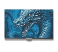 NWTRJ Dragon Cool Blue Porta biglietti da visita sottile portatile custodia per biglietti da visita in metallo tasca porta biglietti da visita portafoglio per uomini donne ufficio viaggi