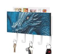 NWTRJ Dragon Cool Blue - Portachiavi da parete, con 5 ganci, decorativo, per ingresso, porta d'ingresso, corridoio, ufficio