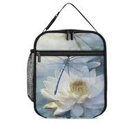 NWTRJ Dragonfly Flower Lunch Box riutilizzabile borsa per il pranzo a prova di perdite isolata termica tote per donne uomini lavoro ufficio picnic