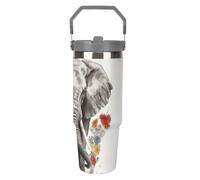 NWTRJ Elephant - Bicchiere da 880 ml, con manico superiore, in acciaio inox, isolamento sottovuoto, tazza da caffè da viaggio, con coperchio e cannuccia, a prova di perdite, per donne e uomini