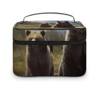 NWTRJ Encounter - Trousse da viaggio con orso, portatile, impermeabile, in pelle PU, porta pennelli da trucco, borsa da toilette per donne, stile, 25 x 18 x 15 cm
