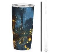 NWTRJ Fireflies Tazza da caffè da viaggio in acciaio inox da 20 once con coperchio e cannuccia isolata per caffè, tè, bevande