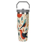 NWTRJ Flock Of Birds - Bicchiere da 880 ml, con manico superiore, in acciaio inox, isolamento sottovuoto, tazza da caffè con coperchio e cannuccia, a prova di perdite, per donne e uomini