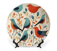 NWTRJ Flock Of Birds Piatti decorativi in ceramica da 15,2 cm, piatti decorativi in porcellana Bone China con espositore fatto a mano, ornamento in ceramica per casa, cucina, camera da letto