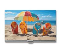 NWTRJ Infradito colorate da spiaggia, porta biglietti da visita, sottile, portatile, in metallo, con tasca in metallo, per uomo e donna, ufficio, viaggi