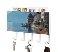NWTRJ Lago di Ginevra Svizzera Portachiavi da parete con 5 ganci, decorativo, per ingresso, porta d'ingresso, corridoio, ufficio