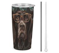 NWTRJ Lancetta tedesca a pelo corto in bicchieri, tazza isolata in acciaio inox con coperchio e cannuccia, tazza da caffè da viaggio per caffè, tè, bevande