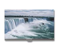 NWTRJ Niagara Falls Porta biglietti da visita sottile portatile custodia per biglietti da visita in metallo tasca porta biglietti da visita portafoglio per uomo donna ufficio viaggi