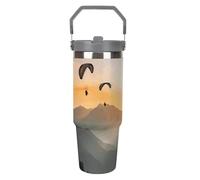 NWTRJ Parachute - Bicchiere da 880 ml, con manico superiore, in acciaio inox, isolamento sottovuoto, tazza da caffè con coperchio e cannuccia, a prova di perdite, per donne e uomini