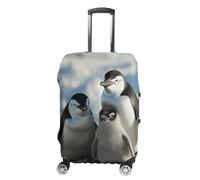 NWTRJ Penguin Parents And Chicks Antartide grande copertura per bagagli da viaggio elastica lavabile copertura per valigia antipolvere antigraffio protezione per valigie adatta per bagagli da 19-32
