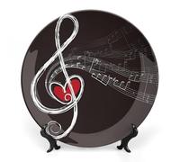 NWTRJ Piastre decorative in ceramica con scritta "Treble Love and Music", 15,2 cm, in porcellana Bone China, con espositore ornamentale fatto a mano, per casa, cucina, camera da letto, ornamenti