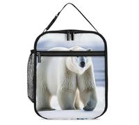 NWTRJ Polar Bear - Borsa termica riutilizzabile per il pranzo, a prova di perdite, isolata, per donne, uomini, lavoro, ufficio, picnic
