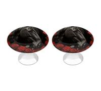 NWTRJ Pomelli per armadietti da cucina 2 pezzi, pomelli per cassettiera in stile moderno che tira cavallo nero su uno sfondo di rose rosse pomelli rotondi per casa ufficio cucina