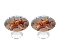 NWTRJ Pomelli per armadietti da cucina 2 pezzi, pomelli per cassettiere in stile moderno tira stelle marine sulla spiaggia, pomelli rotondi per cassetti per casa ufficio cucina