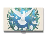 NWTRJ Porta biglietti da visita con scritta "Peace on Earth", sottile, portatile, in metallo, con tasca in metallo, per uomo e donna, per viaggi in ufficio