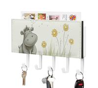 NWTRJ Portachiavi a forma di ippopotamo e dente di leone, per montaggio a parete, con 5 ganci, organizer decorativo per chiavi, per ingresso, porta d'ingresso, corridoio, ufficio