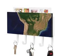 NWTRJ Portachiavi con immagine satellitare del Sud America, ganci per portachiavi da parete con 5 ganci, organizer decorativo per chiavi, per ingresso, porta d'ingresso, corridoio, ufficio