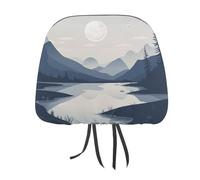 NWTRJ Rivers and Mountains - Poggiatesta per auto, morbido, traspirante, universale, per auto, camion, SUV, furgoni, accessori interni auto, confezione da 2