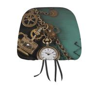 NWTRJ Set di 2 copri poggiatesta per auto, in stile steampunk, per chiavi e catene, morbidi e traspiranti, universali, adatti per auto, camion, SUV, furgoni