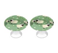 NWTRJ Set di 2 pomelli per armadietti da cucina, pomelli per cassettiera in stile moderno con simpatici pomelli per cassetti rotondi a forma di pecora dei cartoni animati per casa ufficio cucina