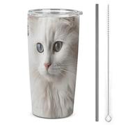 NWTRJ Simpatico bicchiere da 590 ml, in acciaio inox, isolato, con coperchio e cannuccia, tazza da viaggio per caffè, tè, bevande