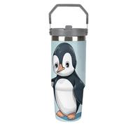 NWTRJ Simpatico pinguino bicchiere da 880 ml con manico superiore in acciaio inox isolato sottovuoto tazza da caffè tazza da viaggio con coperchio e cannuccia, bottiglia d'acqua a tenuta stagna per