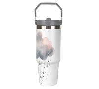 NWTRJ Stars And Clouds - Bicchiere da 880 ml, con manico superiore, in acciaio inox, isolamento sottovuoto, tazza da caffè con coperchio e cannuccia, a prova di perdite, per donne e uomini