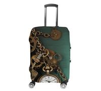 NWTRJ Steampunk Orologi Chiavi E Catene Copertura Bagagli Da Viaggio Elastico Lavabile Copertura Della Valigia Antipolvere Antigraffio Protezione per Valigia Adatto 19-32 Pollici Bagagli, Stile:, M