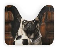 NWTRJ Tappeti da bagno a forma di U ultra morbidi e super assorbenti tappetino da bagno antiscivolo in microfibra tappetino da bagno con cani carlino con pallone da calcio tappetini per bagno base WC
