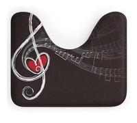 NWTRJ Tappeto da bagno a forma di U ultra morbido e super assorbente, tappetino da bagno antiscivolo in microfibra tappetino da bagno Treble Love e Musica per base del bagno