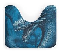 NWTRJ Tappeto da bagno a forma di U ultra morbido super assorbente tappetino da bagno antiscivolo in microfibra tappetino da bagno Dragon Cool Blue tappetini per bagno base WC
