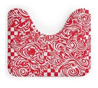 NWTRJ Tappeto da bagno a forma di U ultra morbido super assorbente tappetino da bagno antiscivolo in microfibra tappetino da bagno rosso bianco tappetini per bagno base WC