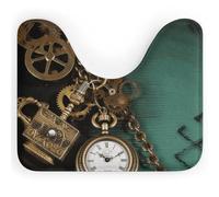 NWTRJ Tappeto da bagno a forma di U, ultra morbido, super assorbente, tappetino da bagno in microfibra antiscivolo, tappetino da bagno Steampunk per orologi, chiavi e catene, tappetini per bagno