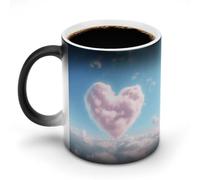 NWTRJ Tazza da caffè a forma di cuore con nuvola, 325 ml, divertente tazza in ceramica sensibile al calore, tazza da caffè che cambia colore, tazza da tè per casa, ufficio, viaggi