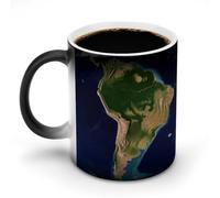 NWTRJ Tazza da caffè con immagine satellitare del Sud America, 325 ml, divertente tazza in ceramica sensibile al calore, tazza da caffè che cambia colore, tazza da tè per casa, ufficio, viaggi