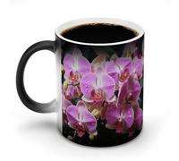 NWTRJ Tazza da caffè con orchidee, 325 ml, divertente tazza in ceramica sensibile al calore, tazza da caffè che cambia colore, tazza da tè per casa, ufficio, viaggi